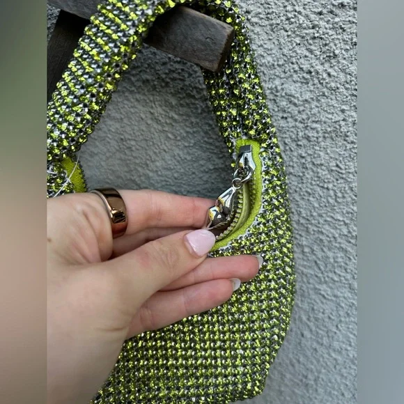 H&M RHINESTONE-EMBELLISHED MINI BAG Lime Green